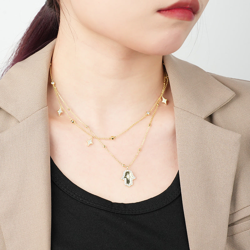 Collar de mano de Fátima plegada de doble capa de cobre al por mayor